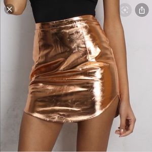 Rare London Rose Gold Copperish mini skirt